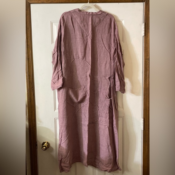 Cynthia Ashby Lagenlook Long Sleeve Linen Dress Dusty Pink Size Large - Picture 7 of 12